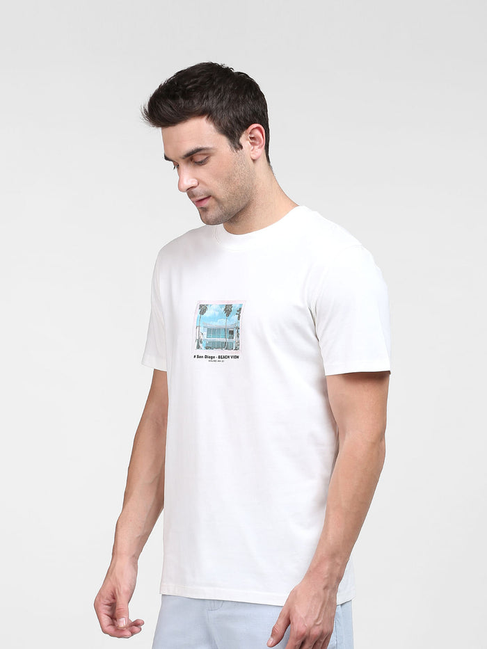 White Graphic Print Crew Neck T-Shirt