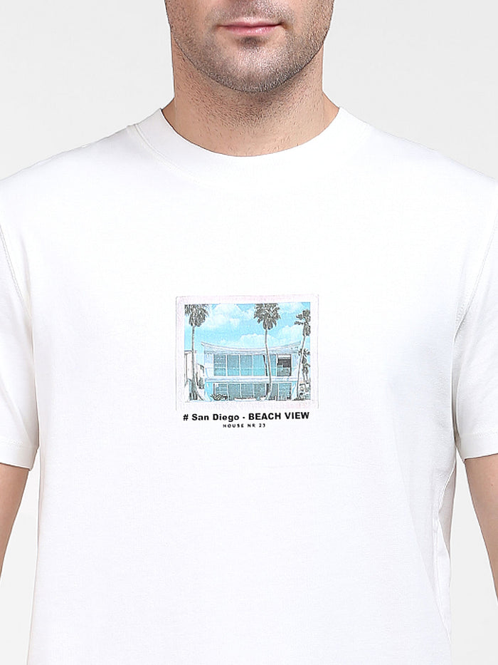 White Graphic Print Crew Neck T-Shirt