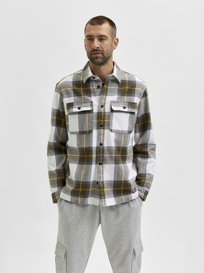 White & Grey Checks Overshirt