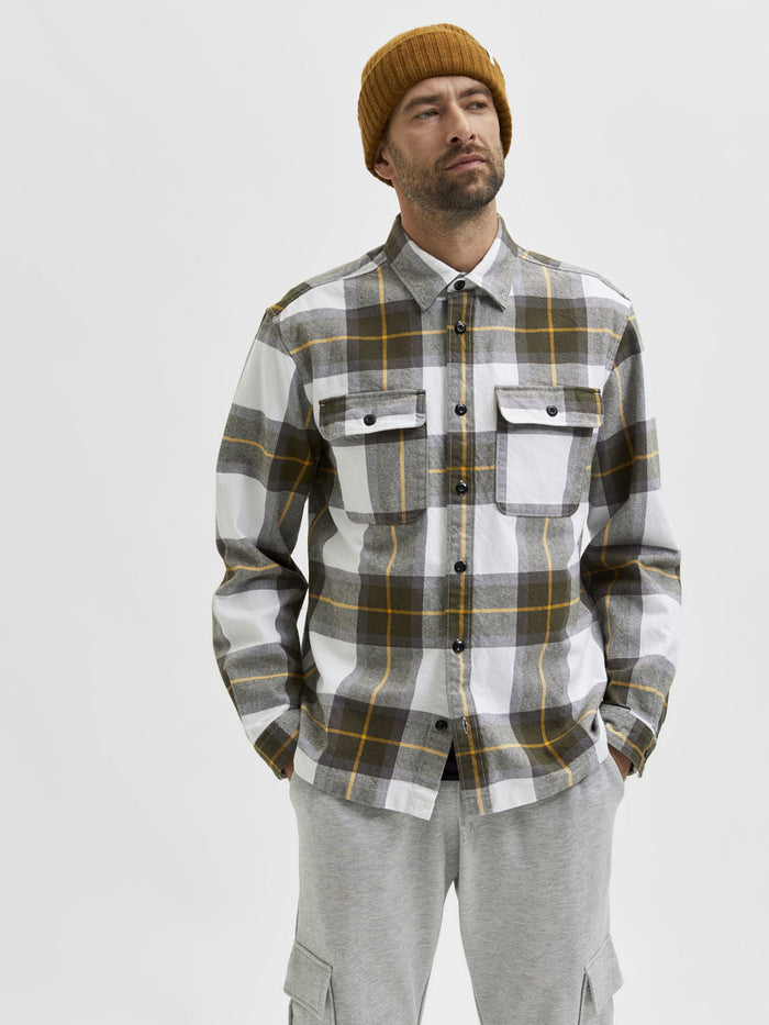 White & Grey Checks Overshirt