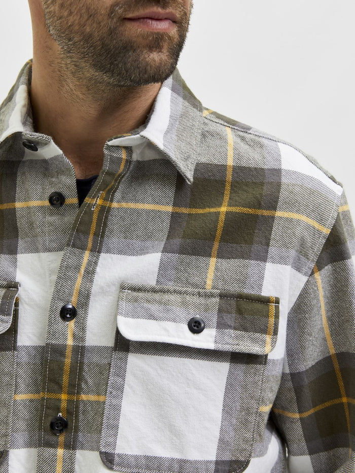 White & Grey Checks Overshirt