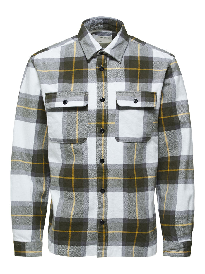White & Grey Checks Overshirt