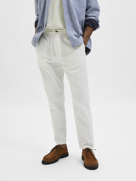 White Mid Rise Organic Cotton Pants