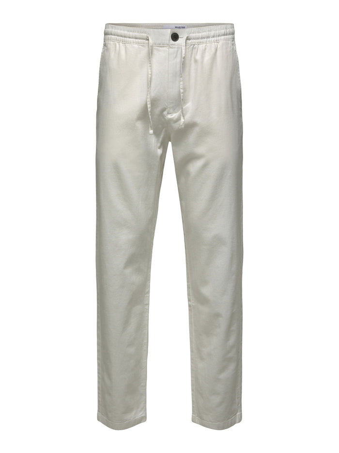 White Mid Rise Organic Cotton Pants