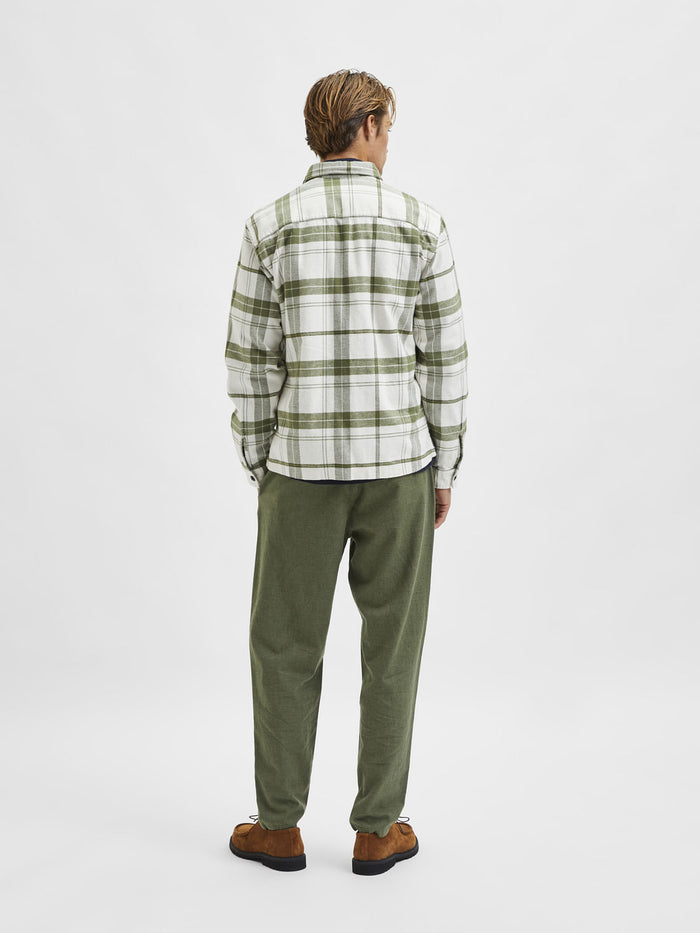 White Organic Cotton Checks Overshirt