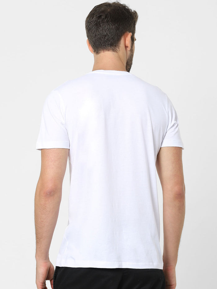 White Organic Cotton Graphic Crew Neck T-Shirt