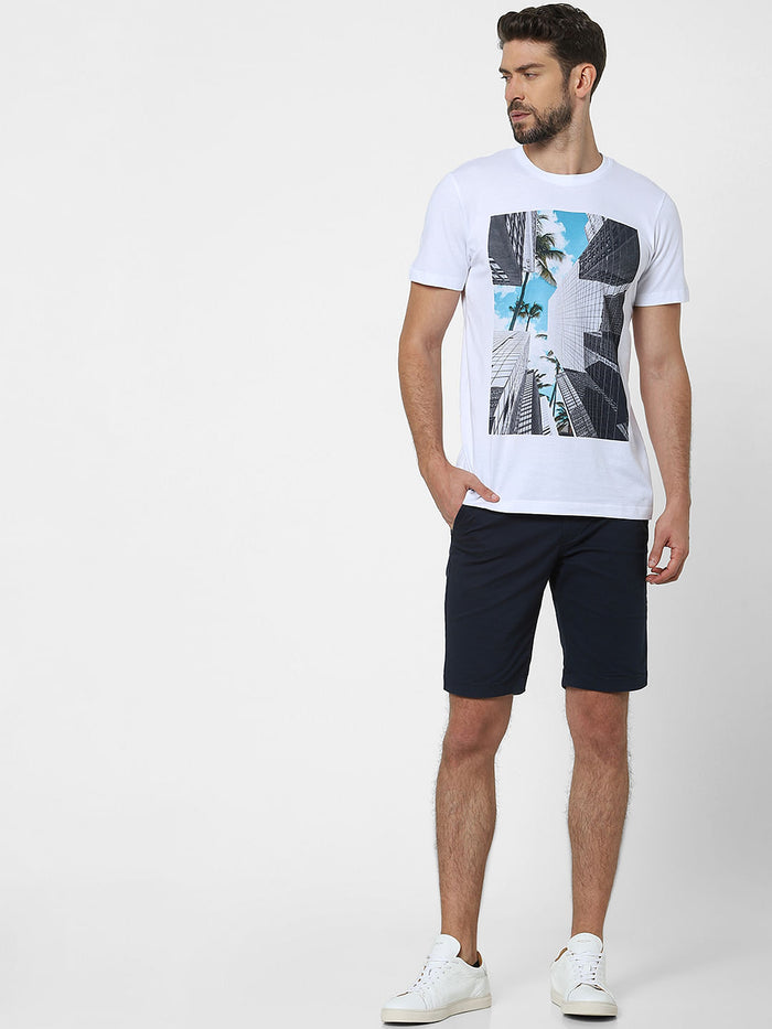 White Organic Cotton Graphic Crew Neck T-Shirt