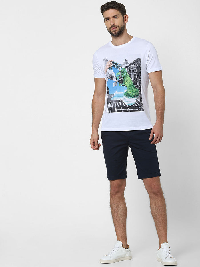 White Organic Cotton Graphic Crew Neck T-Shirt