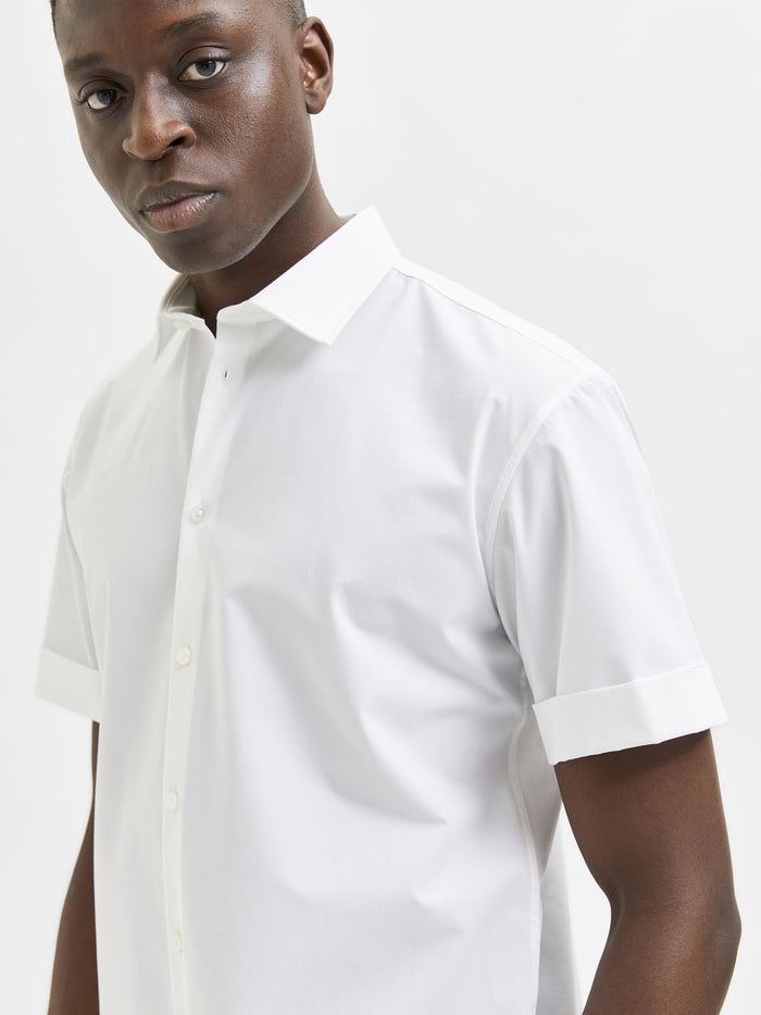 White Organic Cotton Half Sleeves Shirt