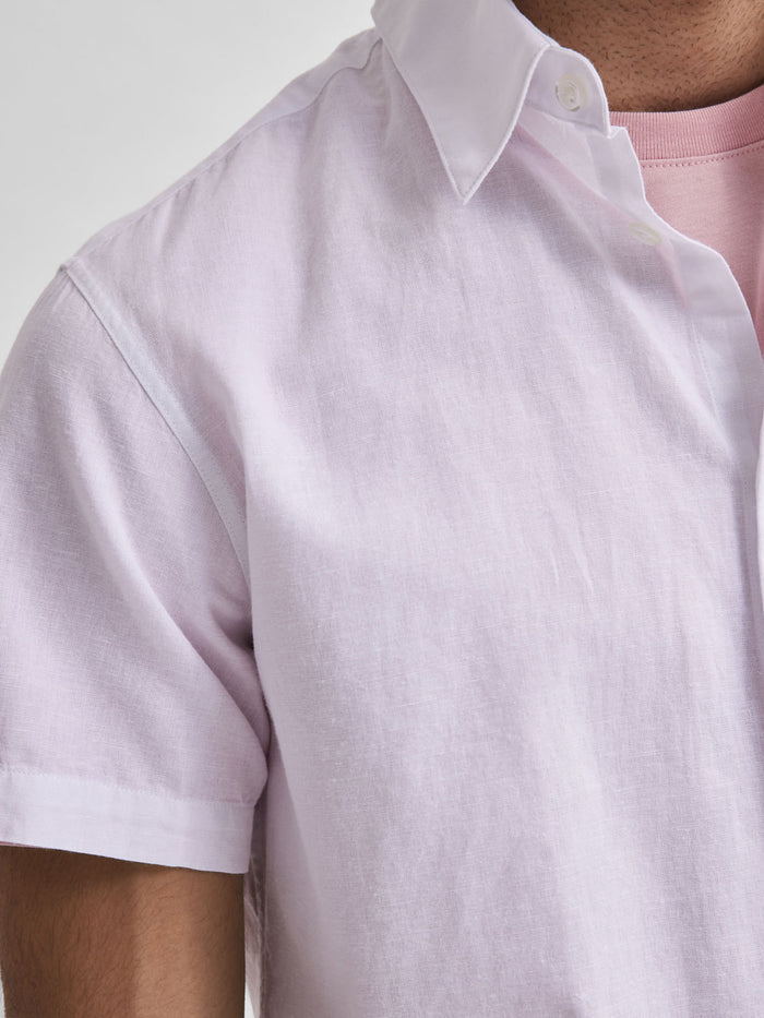 White Organic Cotton & Linen Blend Half Sleeves Shirt