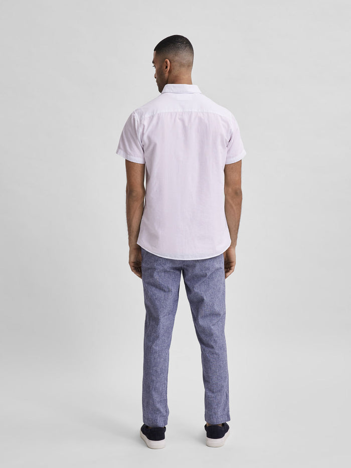 White Organic Cotton & Linen Blend Half Sleeves Shirt