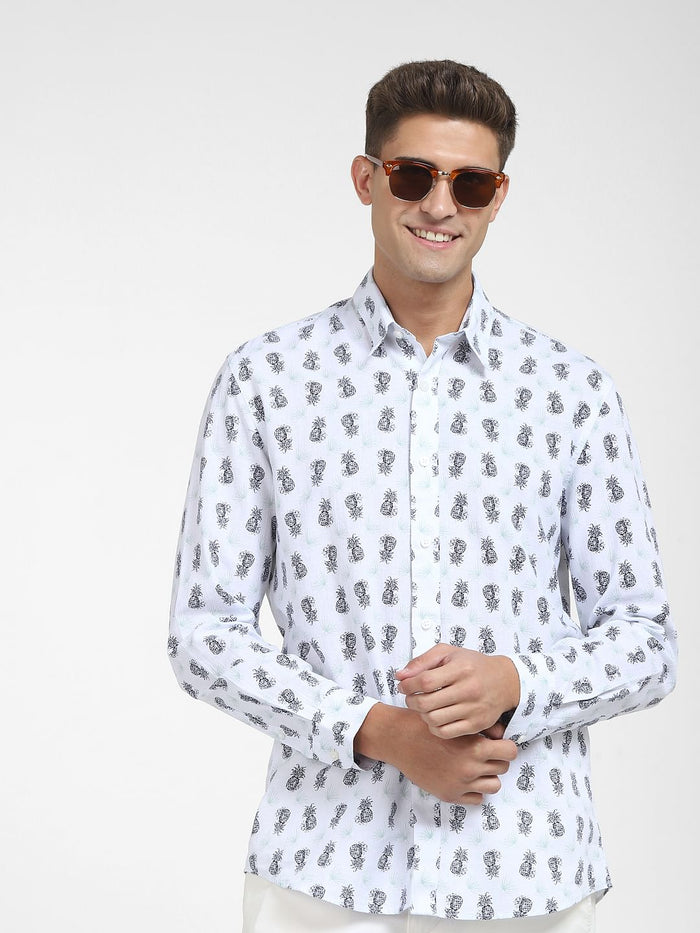 White Organic Cotton & Linen Blend Shirt