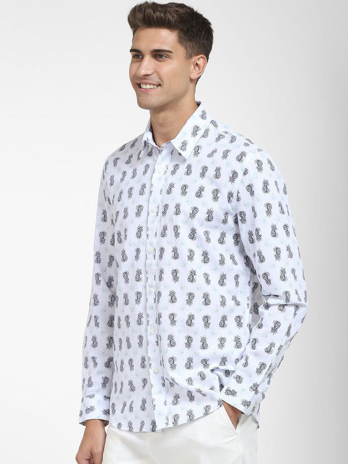 White Organic Cotton & Linen Blend Shirt