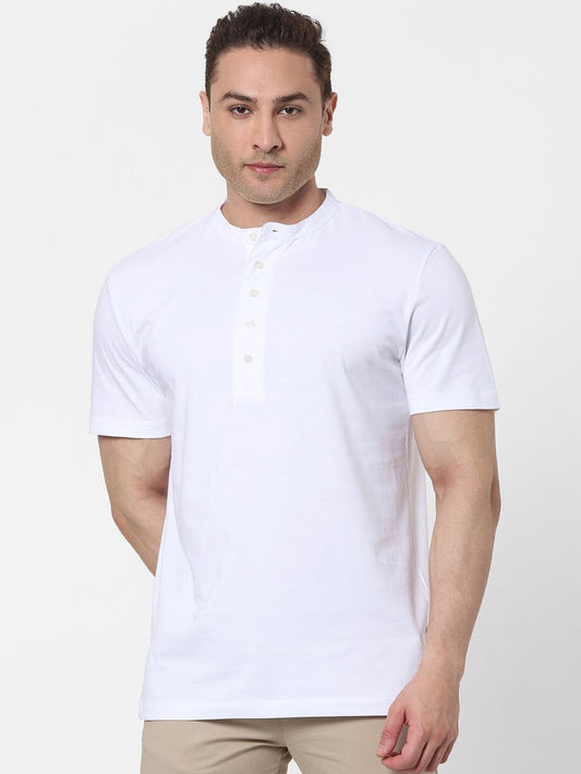 White Organic Cotton Polo Neck T-Shirt