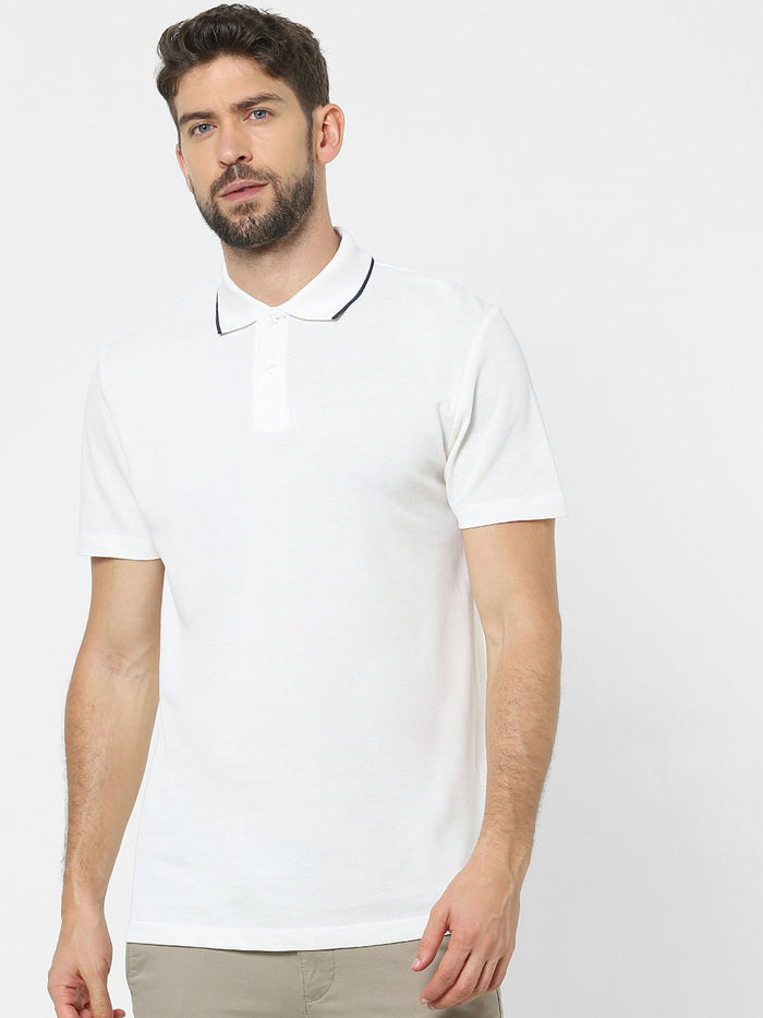 White Organic Cotton Polo Neck T-Shirt