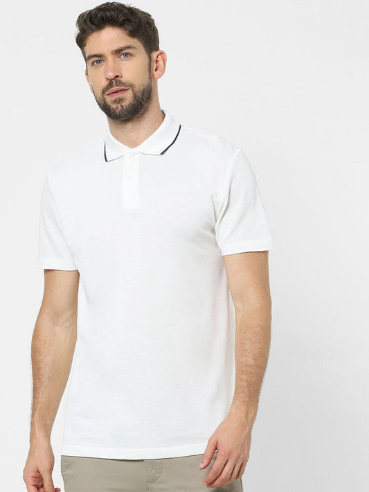 White Organic Cotton Polo Neck T-Shirt