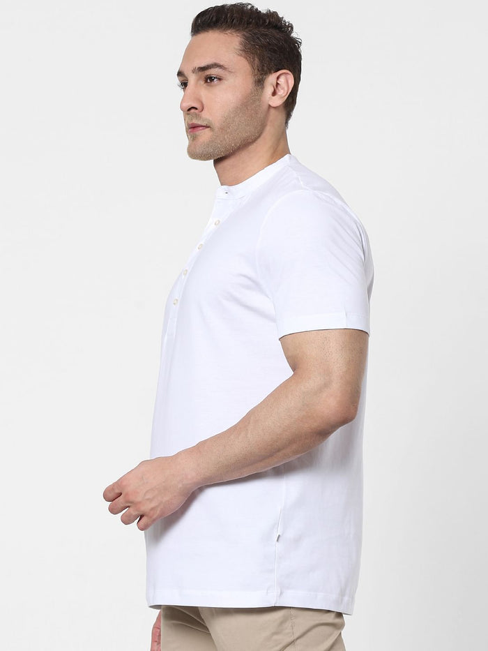 White Organic Cotton Polo Neck T-Shirt