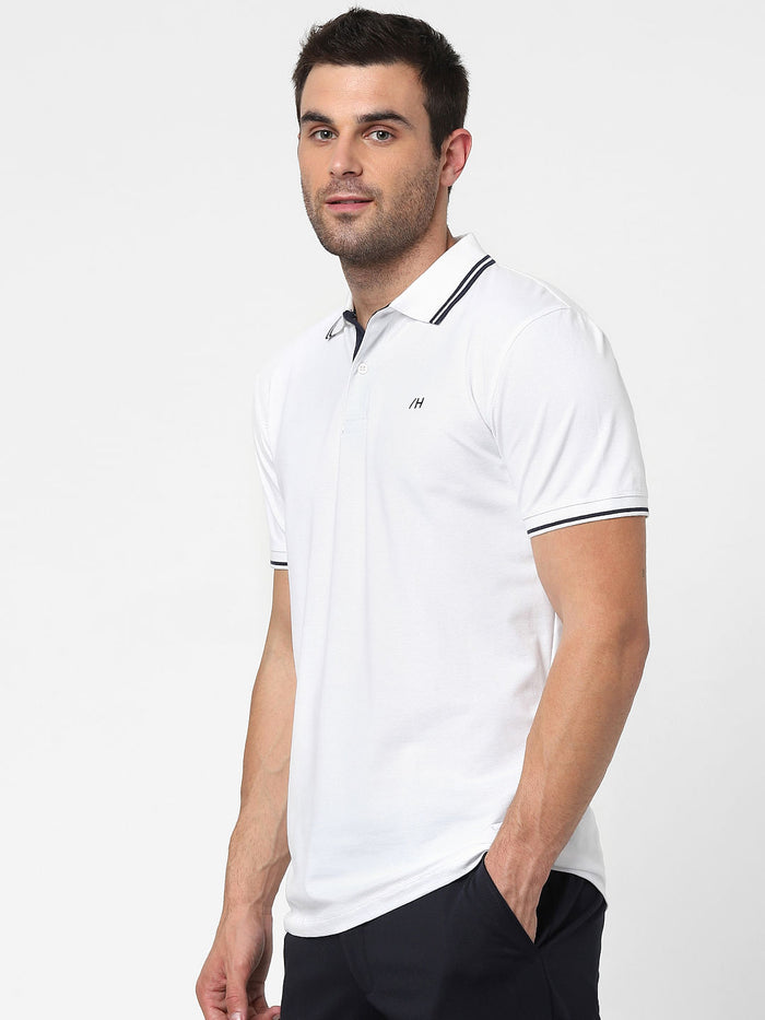 White Organic Cotton Polo Neck T-Shirt