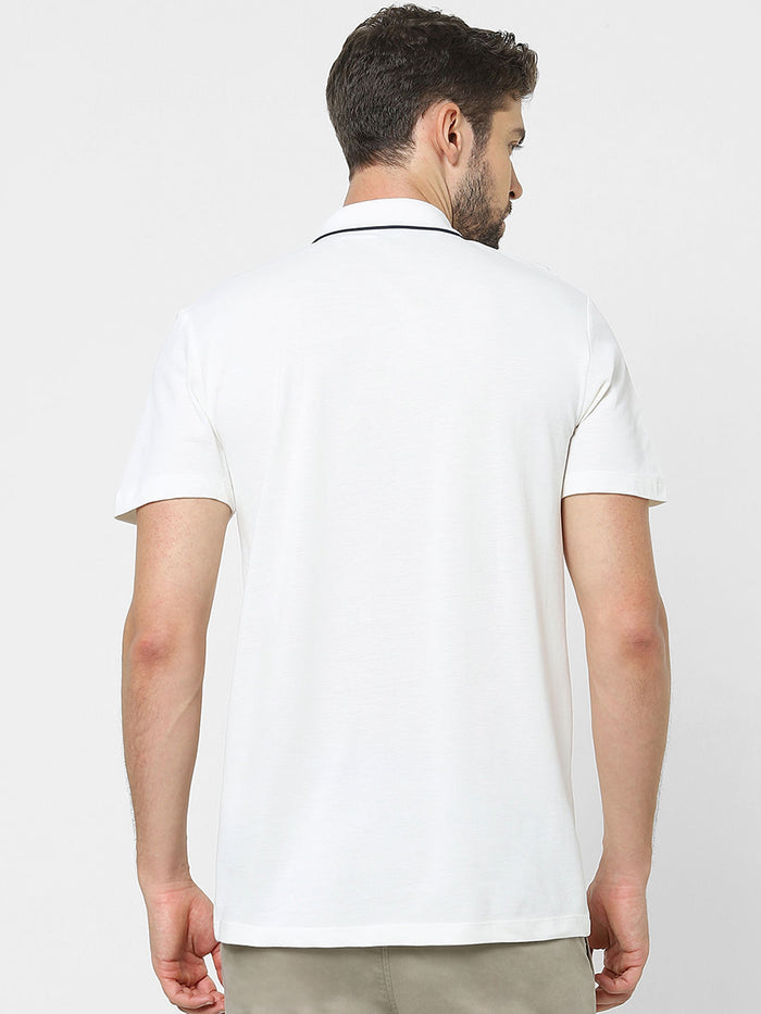 White Organic Cotton Polo Neck T-Shirt