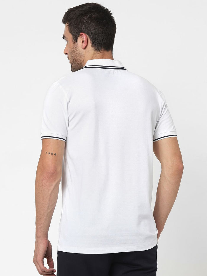 White Organic Cotton Polo Neck T-Shirt