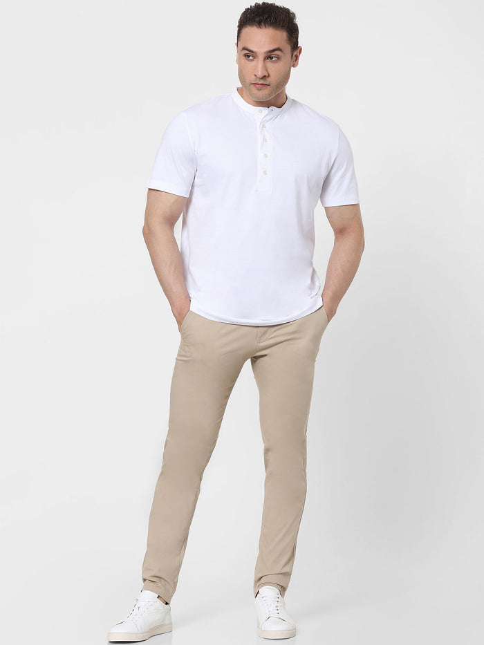 White Organic Cotton Polo Neck T-Shirt