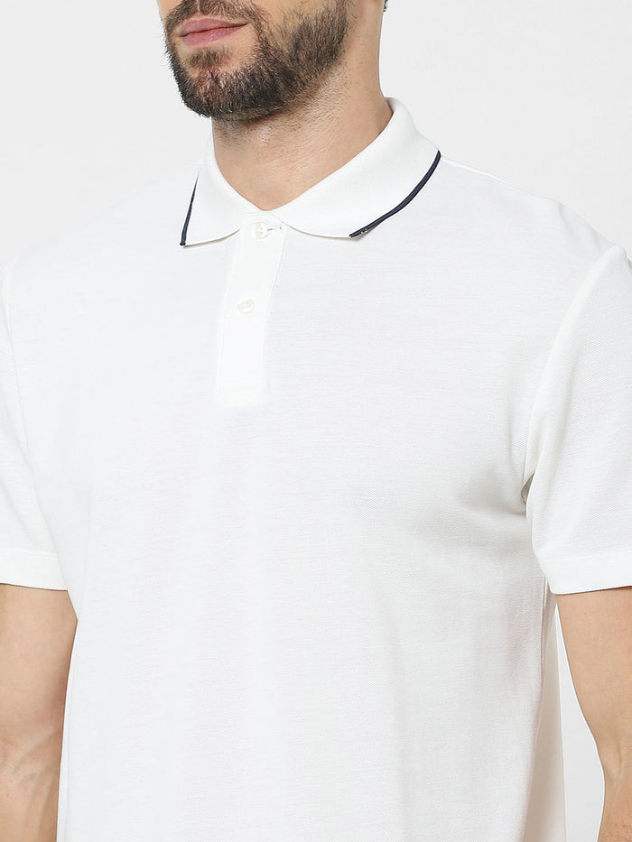 White Organic Cotton Polo Neck T-Shirt