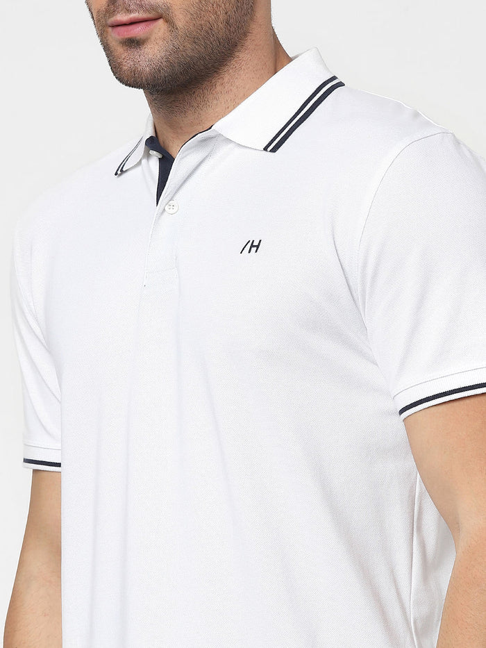 White Organic Cotton Polo Neck T-Shirt