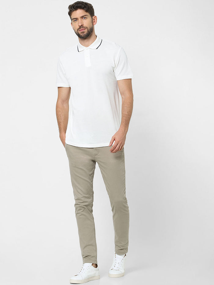 White Organic Cotton Polo Neck T-Shirt
