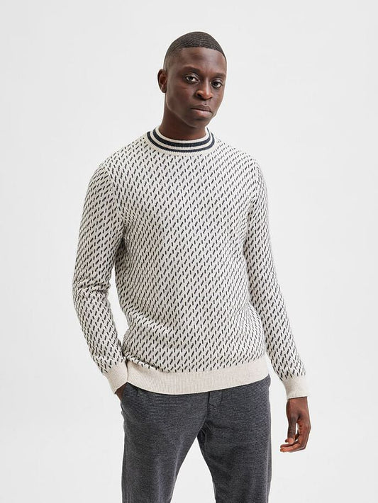 White Printed Textured Pullover