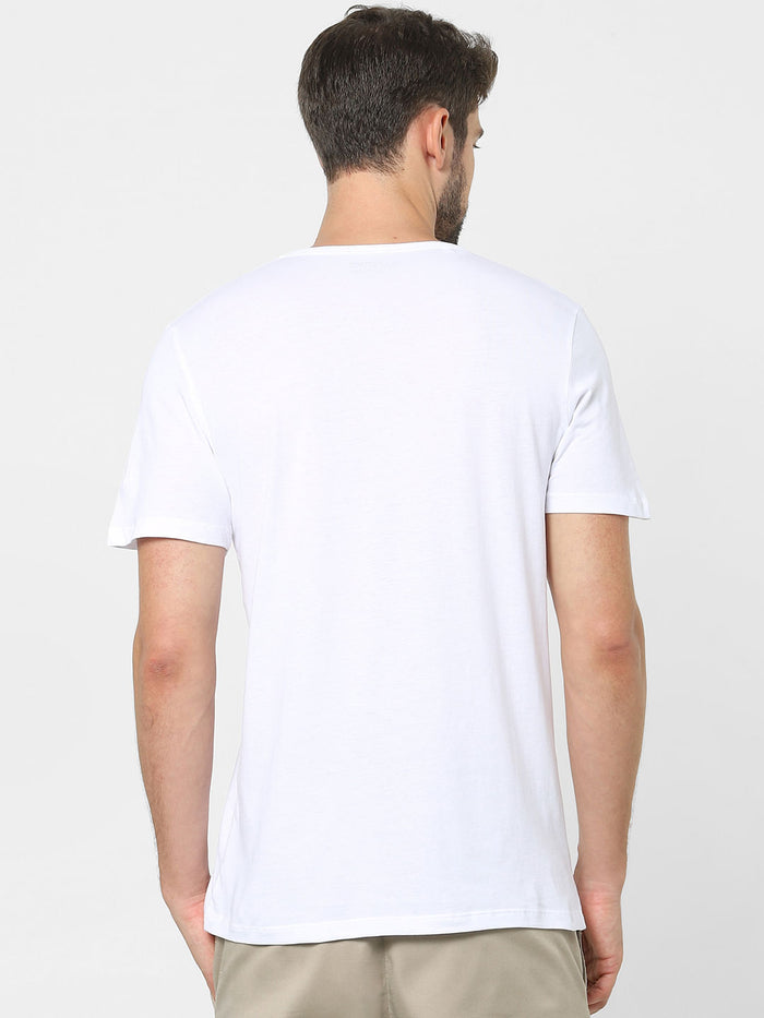 White Text Print Crew Neck T-Shirt