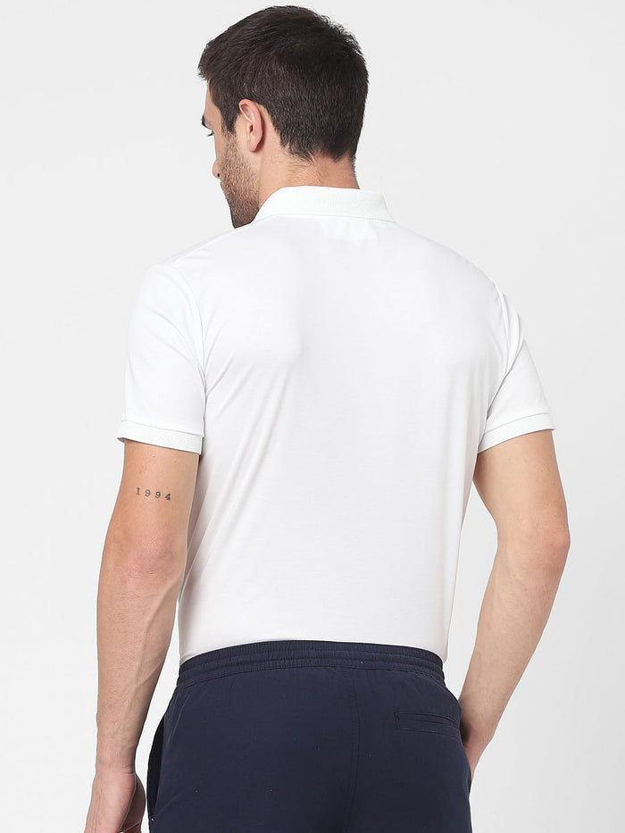 White Zip Polo Neck T-Shirt