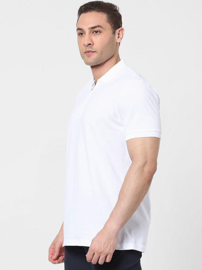 White Zip Polo T-Shirt