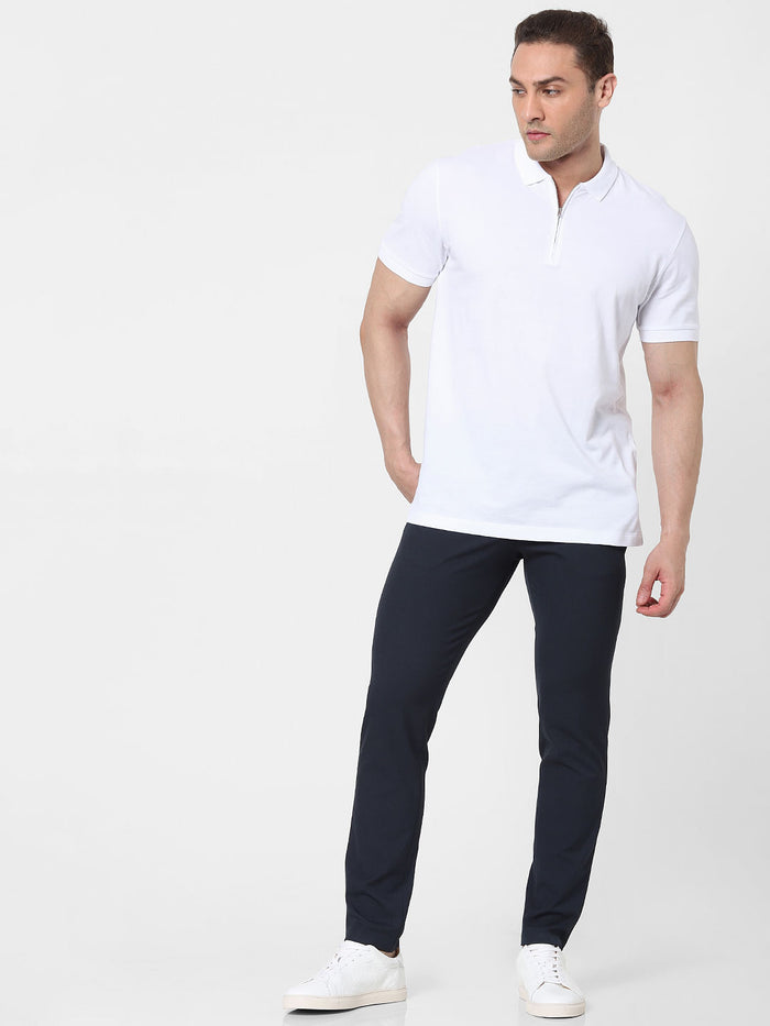 White Zip Polo T-Shirt