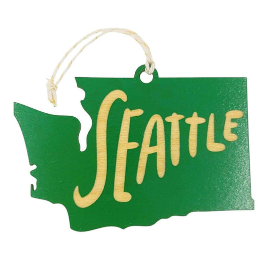 Wooden Ornament - Large - Seattle WA State (Assorted Colors) by SnowMade