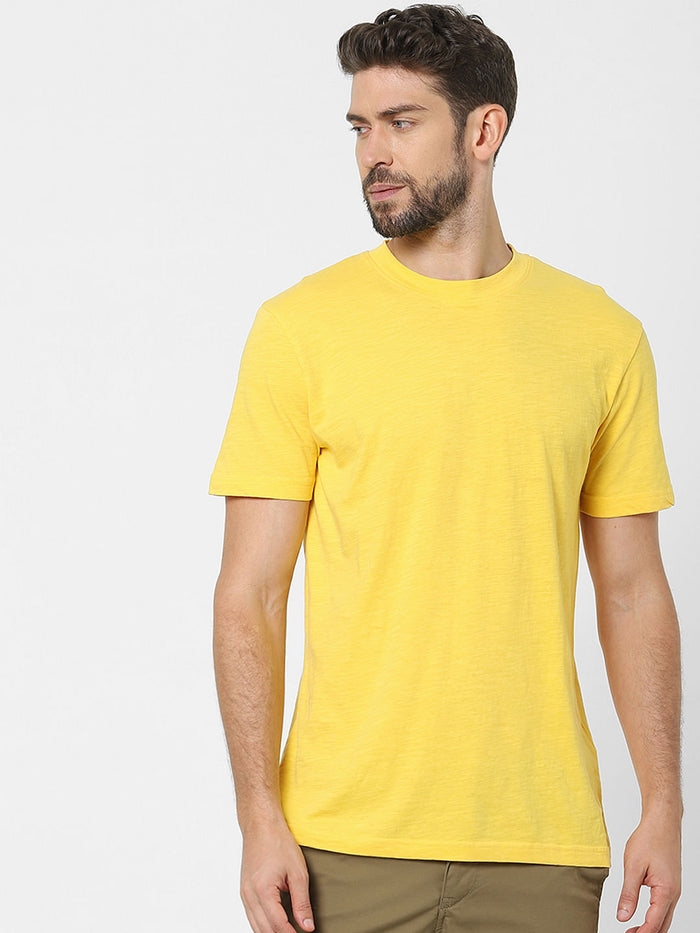 Yellow Organic Cotton Crew Neck T-Shirt