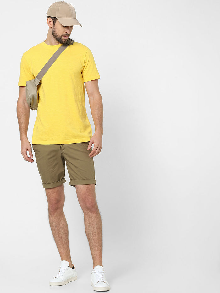 Yellow Organic Cotton Crew Neck T-Shirt