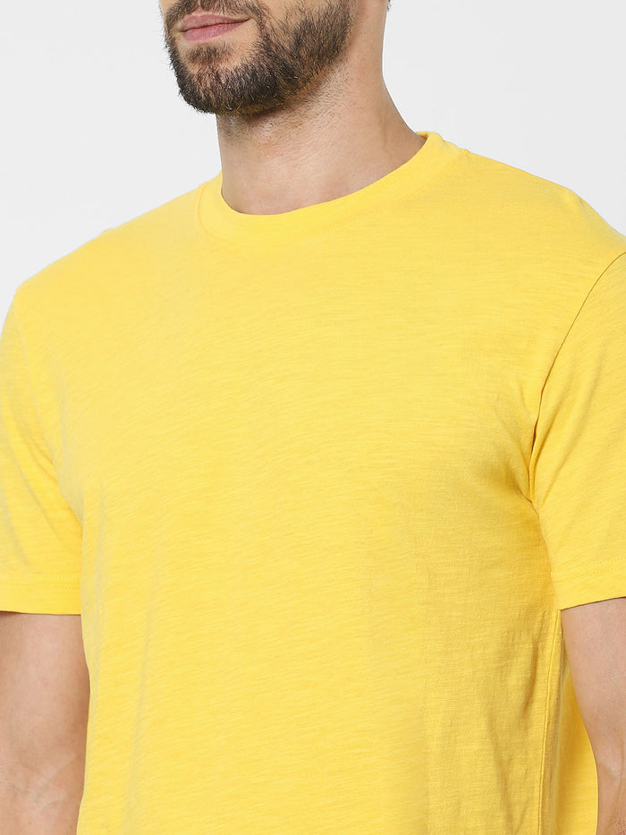 Yellow Organic Cotton Crew Neck T-Shirt